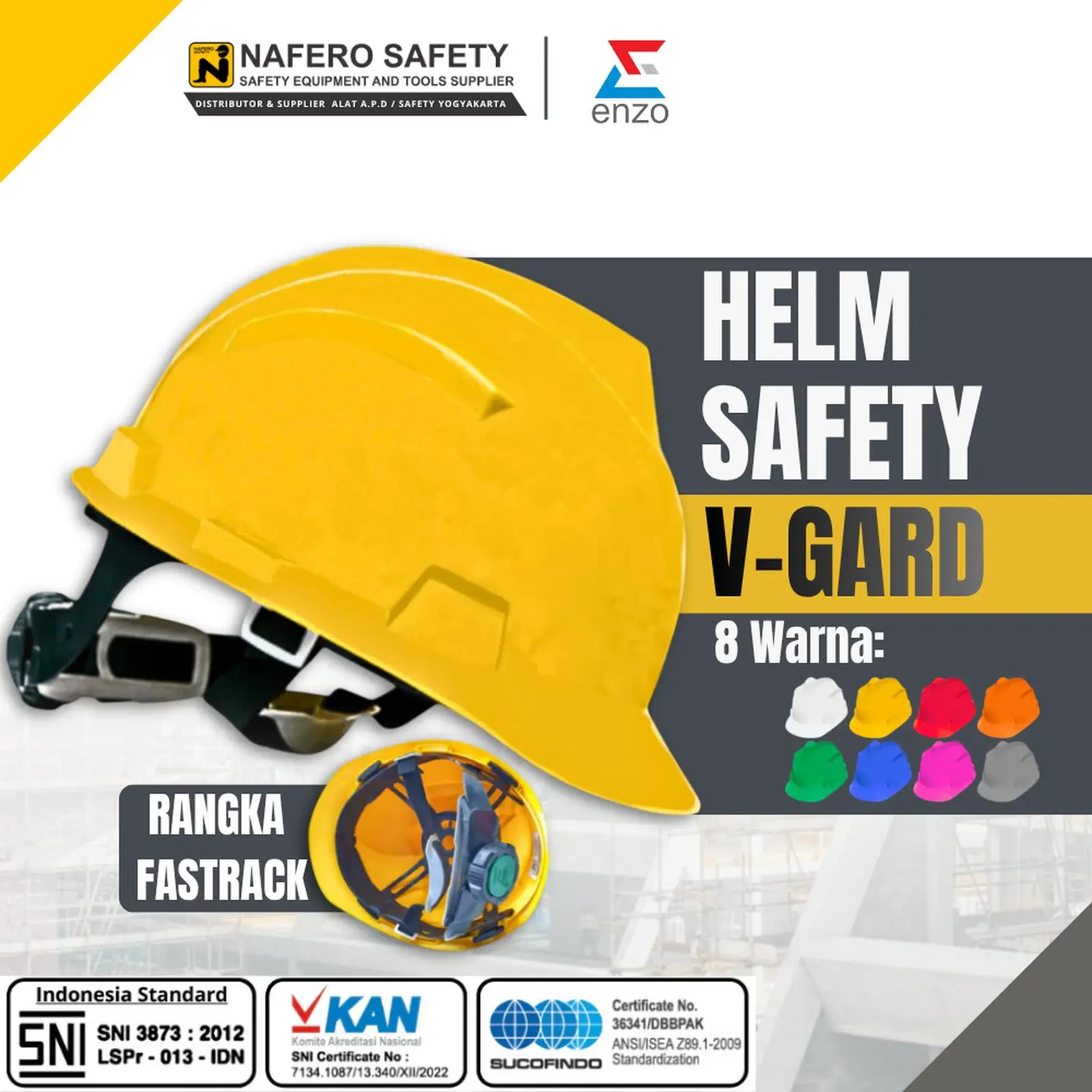 HELM SAFETY PROYEK FASTRACK PUTIH KUNING MERAH HIJAU BIRU ORANGE ENZO