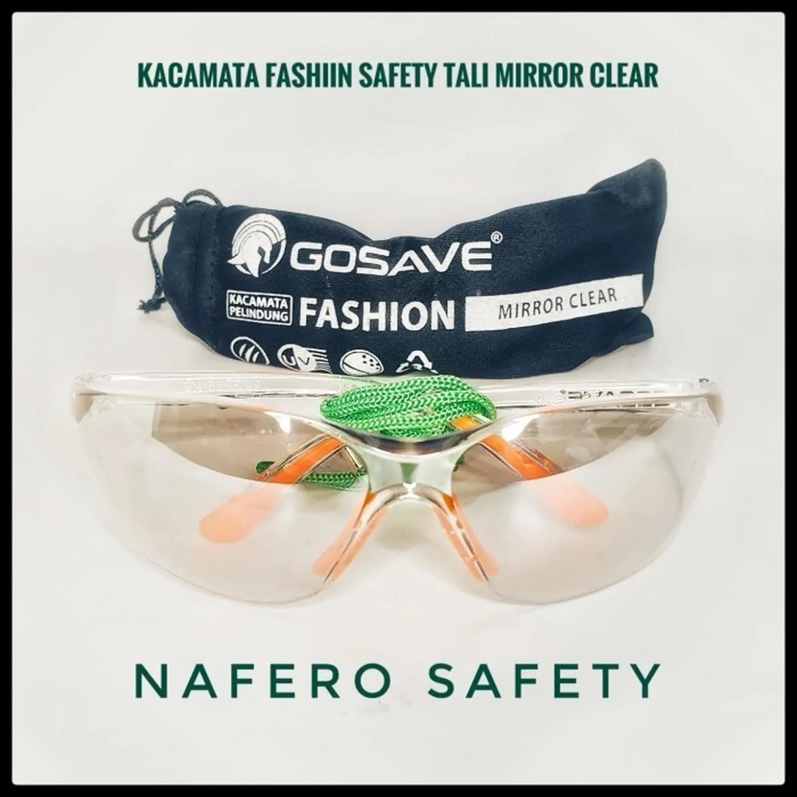 KACAMATA SAFETY APD FASHION MIRROR CLEAR TALI GOSAVE ANTI UV