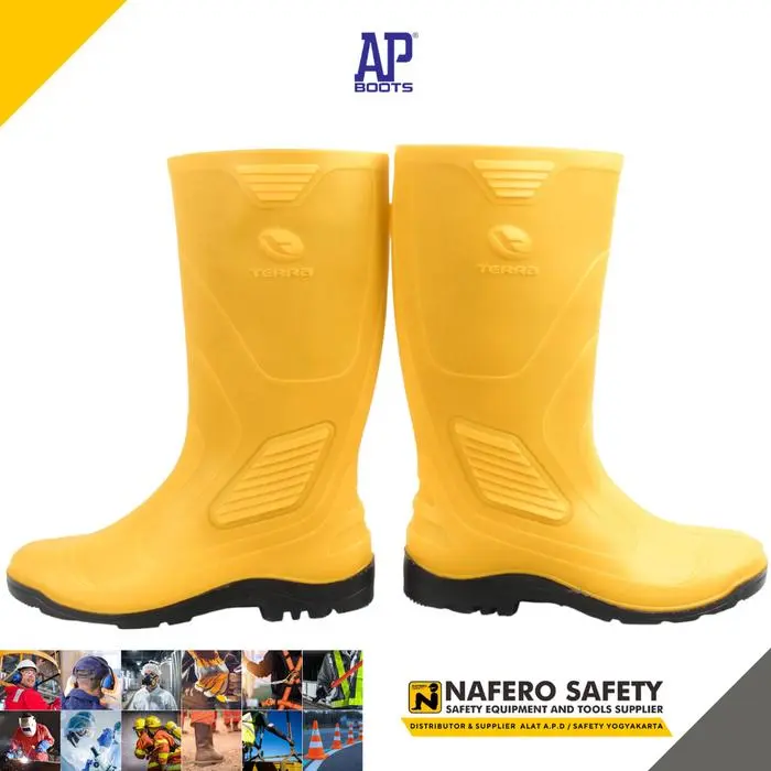 Sepatu Boot Hujan AP BOOTS TERRA ECO 3 Warna KUNING AP BOOTS Rain Boots Proyek Karet Anti Slip, Air, Minyak, Ringan
