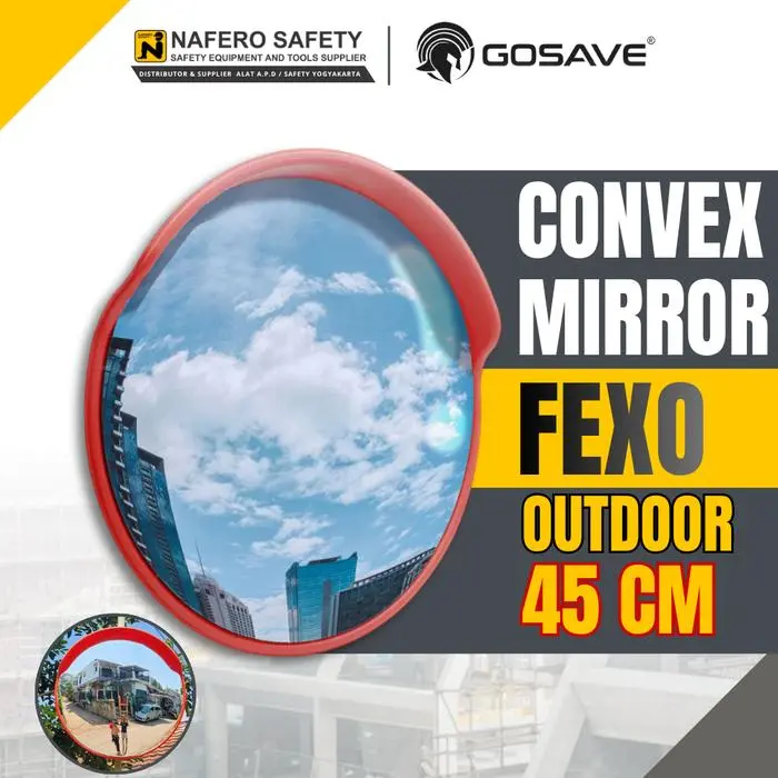 GOSAVE Convex Mirror Cermin Tikungan Jalan Raya Parkiran Gudang Bahan ABS PC Tahan Pecah Tahan Cuaca