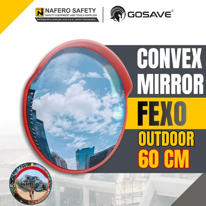 GOSAVE Convex Mirror Cermin Tikungan Jalan Raya Parkiran Gudang Bahan ABS PC Tahan Pecah Tahan Cuaca